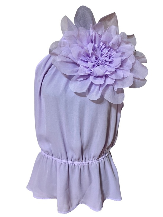 New York & Company Tops - NEW YORK & COMPANY Halter Top Women Large Lavender 4447 Floral Chiffon Blouse